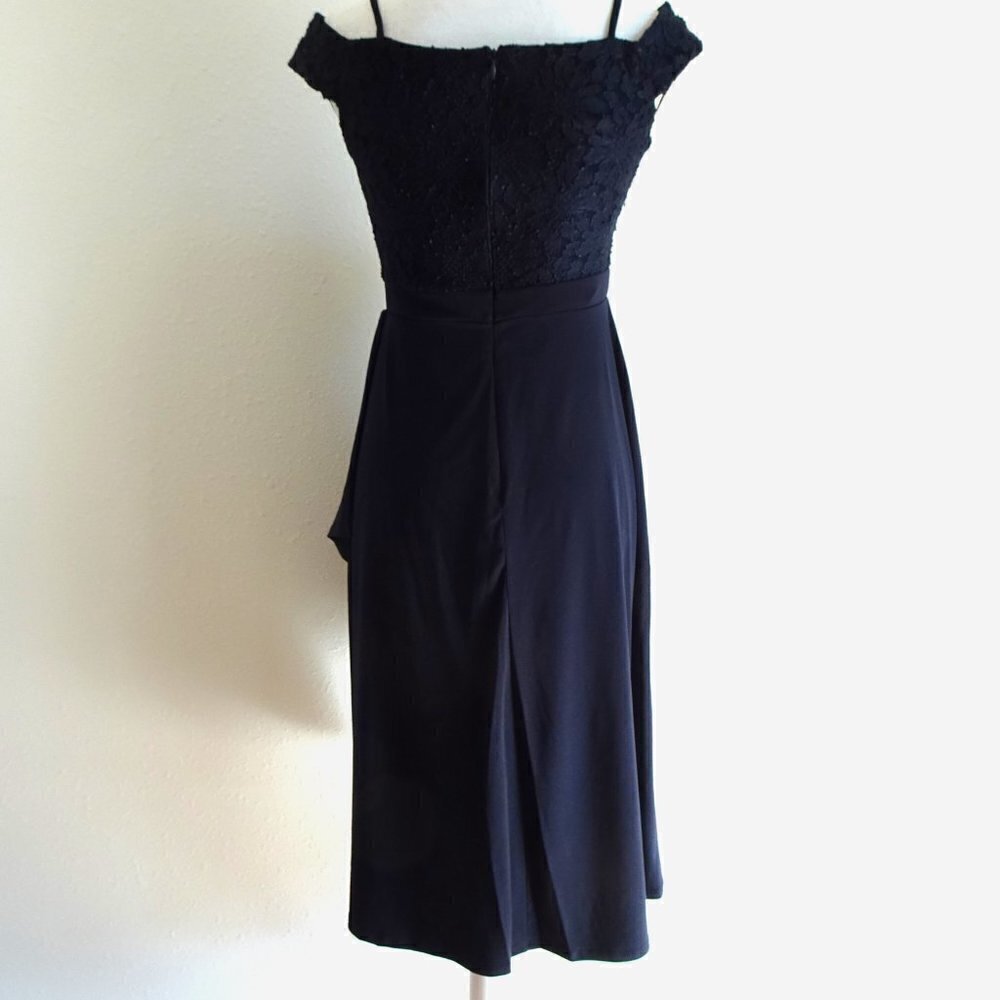 Alexa B Cocktail Dress Women's Size 6 Blue Lace Top Faux Wrap - Picture 7 of 12
